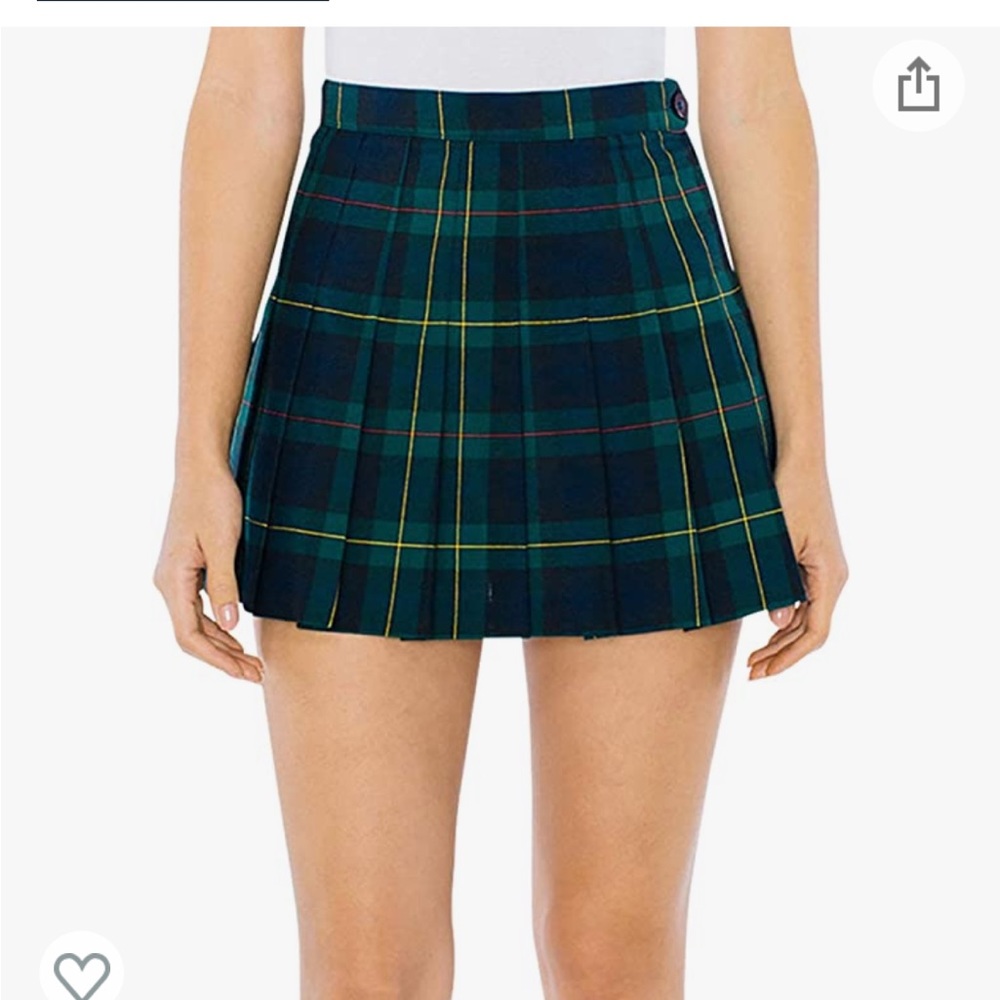 American Apparel Green Plaid Mini Skirt